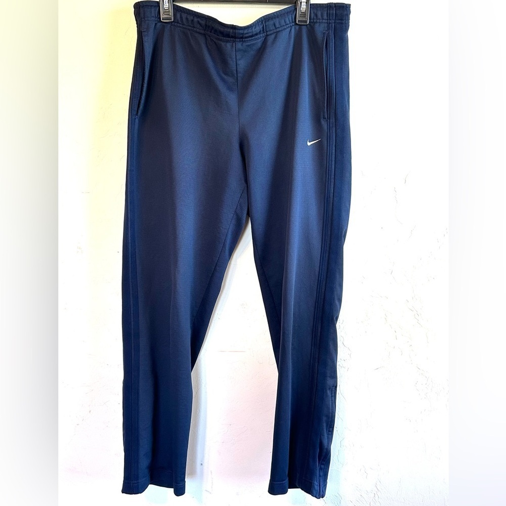 Nike Men's Navy Blue Sport Stripe Ankle Zip Athliesure Activewear Joggers Sz Lg
